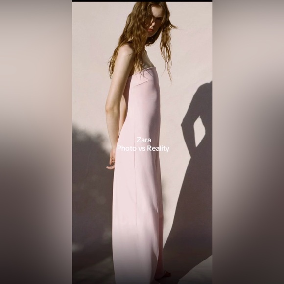 Zara Strapless Wide-Leg Jumpsuit in Pale Pink - Picture 7 of 8